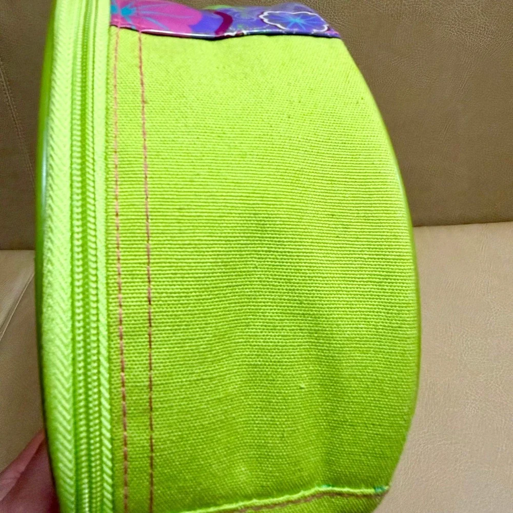 Vintage Polly Pocket Carrying Case Purple Lime Green Round Storage Bag 2000s